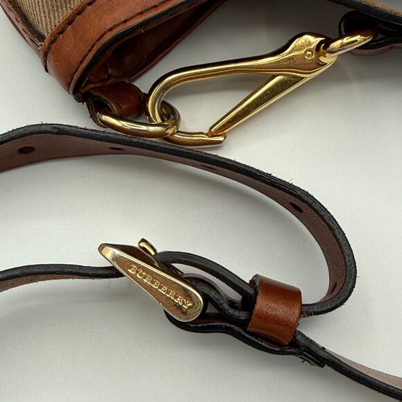 COA  Burberry Haymarket Check Tote Bag Leather Trim Italy Shoulder Crossbody - Picture 15 of 16